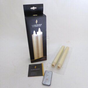 NEW 8” LUMINARA TAPERED REAL WAX FLAME EFFECT CANDLE SET BATTERY POWERED REMOTE
